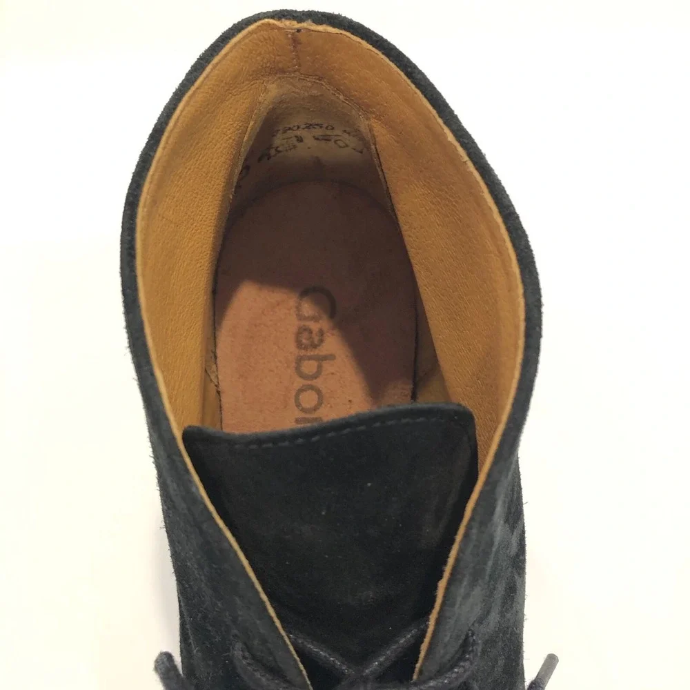 Gabor Ankle Boots Womens US Size 7 Black Wedge Lace Up #290280 Suede Boots